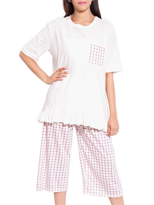 white cotton knits nightwear set - 11179521 - Very Small Image - 1