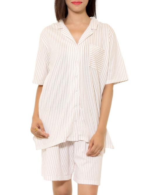lapel neck striped top with shorts set  - 11181154 - Very Small Image - 1