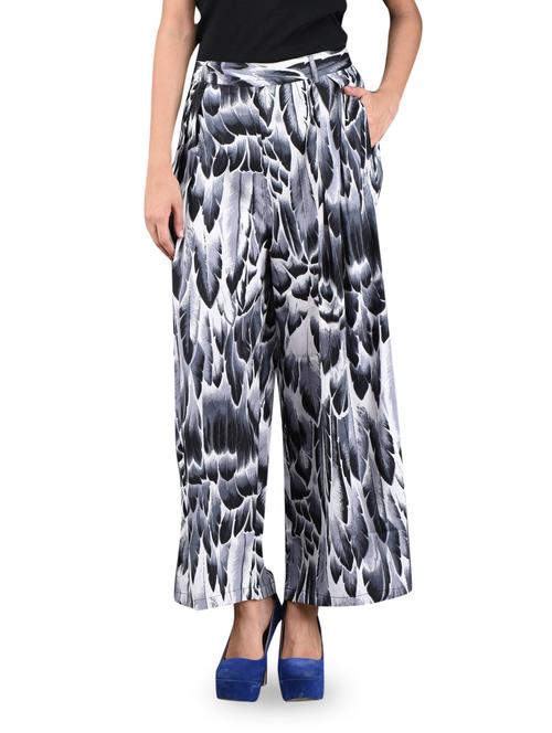 feather printed polyester palazzo pants - 1118571 - Very Small Image - 1