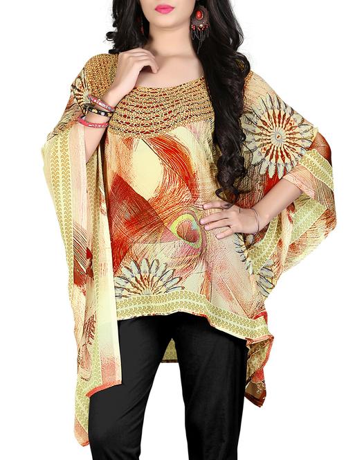 multi colored, georgette printed kaftan top - 11190546 - Very Small Image - 1