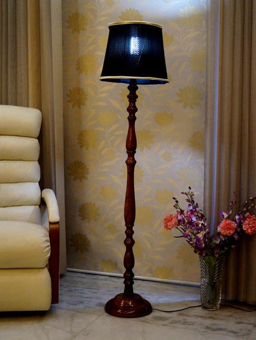 royal brown mango wood floor lamp with shade - 11190647 - Very Small Image - 1