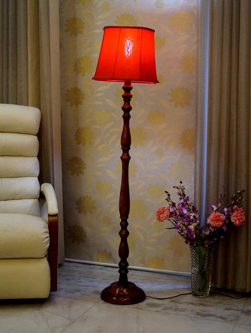 royal brown mango wood floor lamp with shade - 11190649 - Very Small Image - 1
