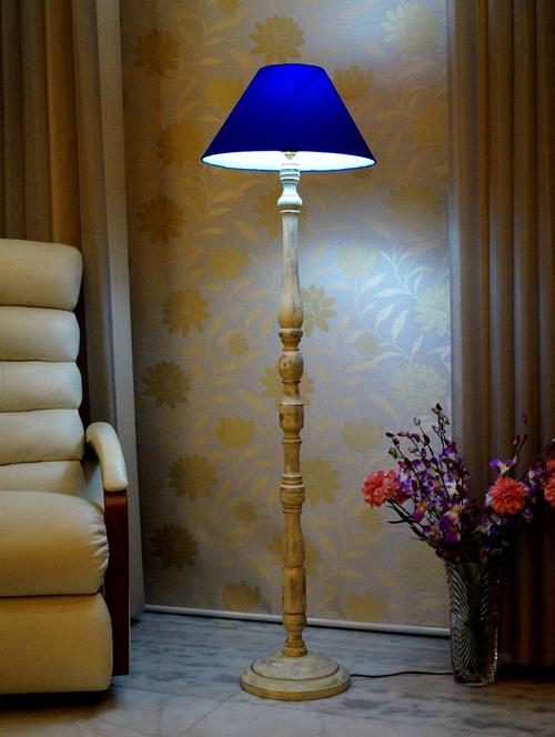 white mango wood floor lamp with shade - 11190693 - Very Small Image - 1