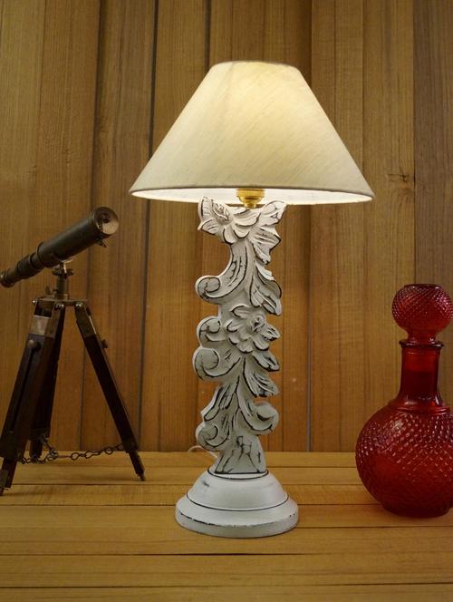 white carving lamp antique finsih with 10" pyramid shade - 11190700 - Very Small Image - 1