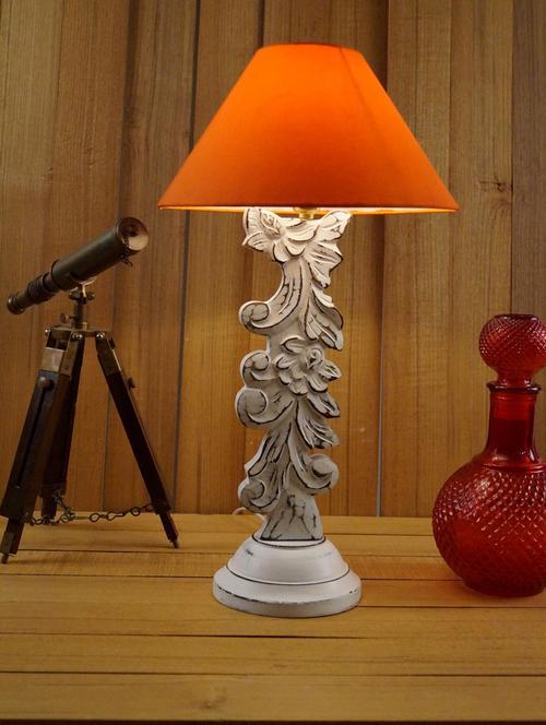 white carving lamp antique finsih with 10" pyramid shade - 11190703 - Very Small Image - 1