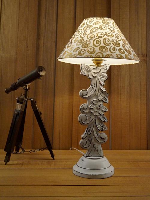white carving lamp antique finsih with 10" pyramid shade - 11190711 - Very Small Image - 1