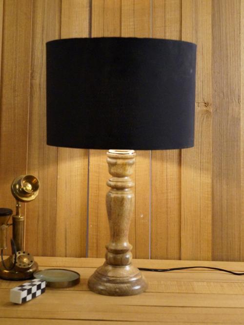 royal brown mango wood table lamp with drum shade - 11190952 - Very Small Image - 1