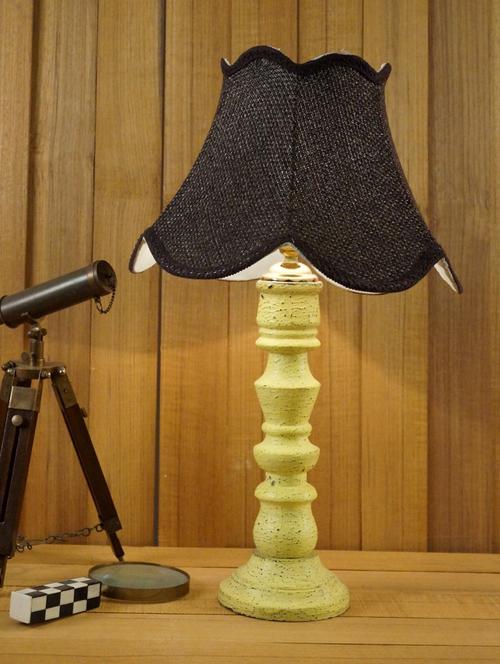 vintage yellow mango wood table lamp with jute  shade - 11191970 - Very Small Image - 1