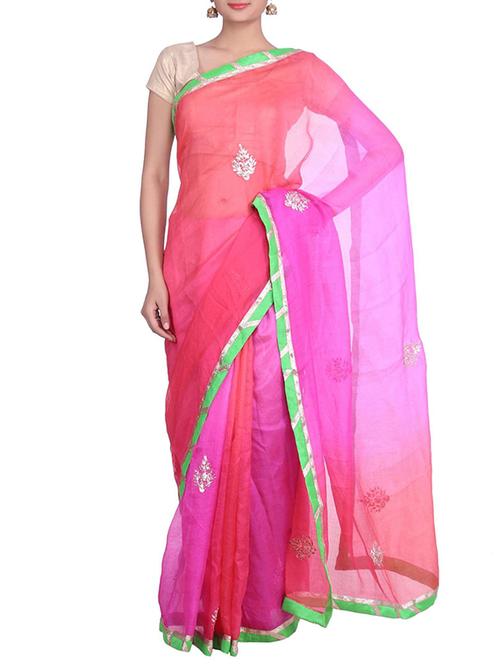 pink silk saree with blouse - 11194125 - Very Small Image - 1