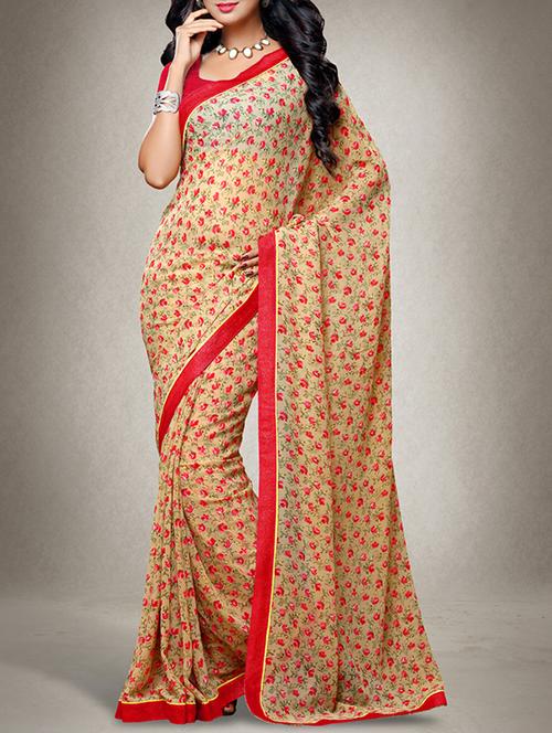 beige georgette saree - 11194594 - Very Small Image - 1
