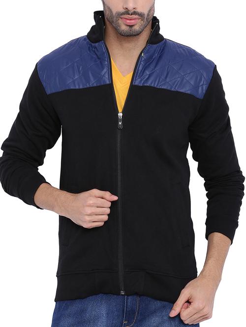 black color block cut & sew casual jacket - 11199237 - Very Small Image - 1