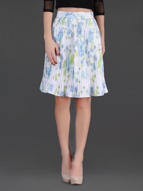printed color polyester crepe pleated skirt - 1120416 - Very Small Image - 1