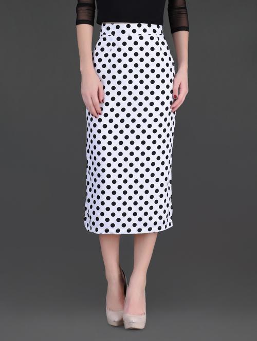 polka dot printed color polyester crepe skirt - 1120418 - Very Small Image - 1