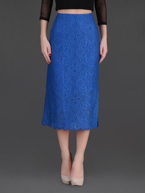 color polyester lace side slit long skirt - 1120433 - Very Small Image - 1