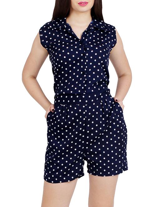 polka dotted shirt collar romper - 11204717 - Very Small Image - 1