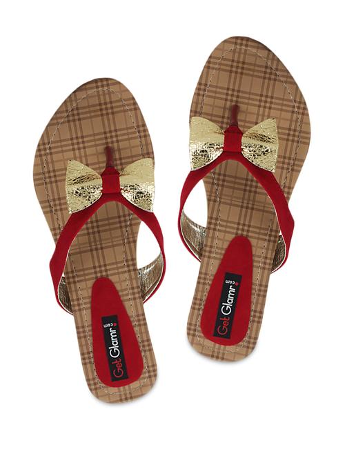 red suede bow strap flat sandals - 1120679 - Very Small Image - 1