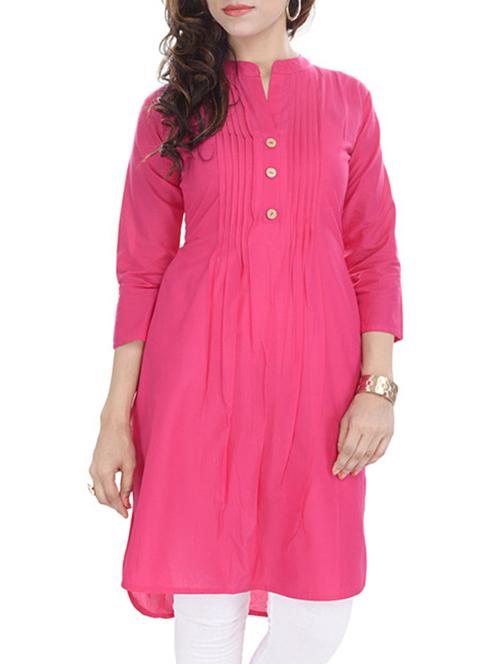 pink cotton solid kurta - 11209854 - Very Small Image - 1