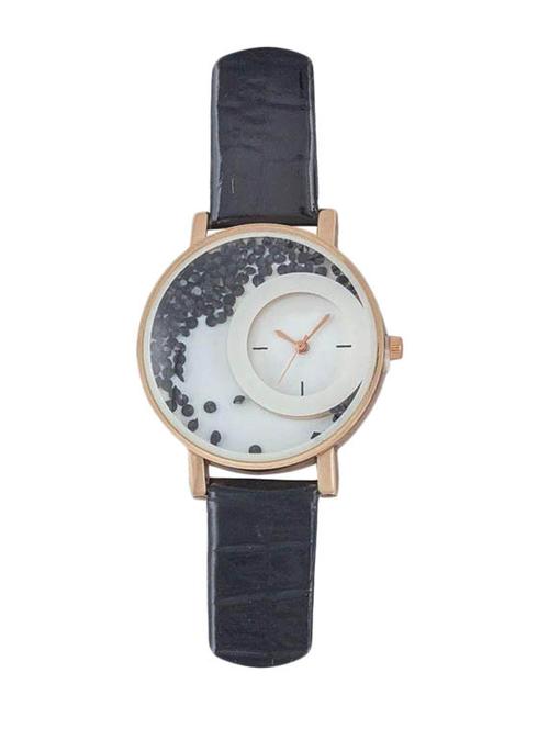 natural creationleather analog watch for women, black (k100012) - 11215541 - Very Small Image - 1