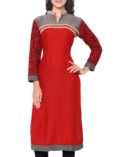 red cotton kurta - 11216064 - Very Small Image - 1
