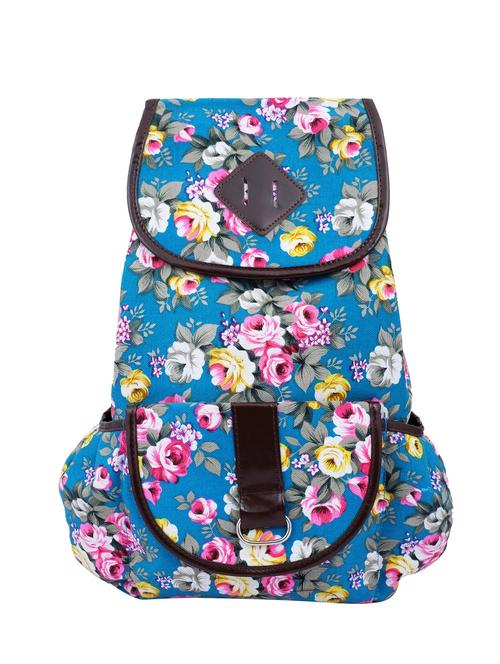 blue canvas floral print backpack - 11217823 - Very Small Image - 1