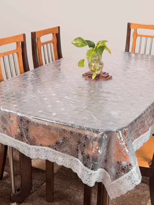 white semi transparent plastic 8 seater table cloth - 11218622 - Very Small Image - 1