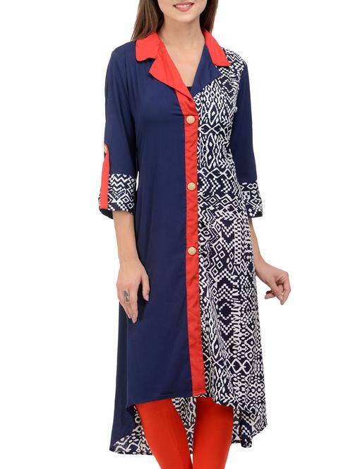 blue synthetic kurta - 11219007 - Very Small Image - 1