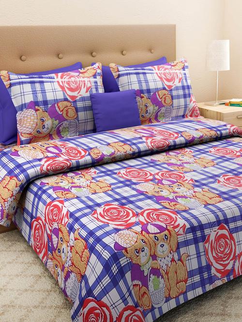 Cartoon printed cotton double bedsheet set - 11219821 - Very Small Image - 1