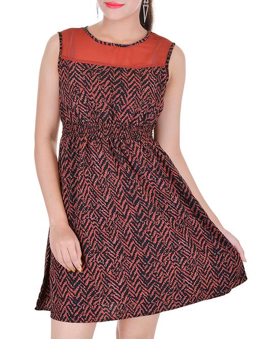 brown poly crepe blouson dress - 11221531 - Very Small Image - 1