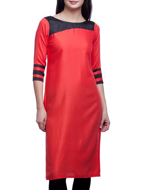 straight color block kurta - 11221852 - Very Small Image - 1