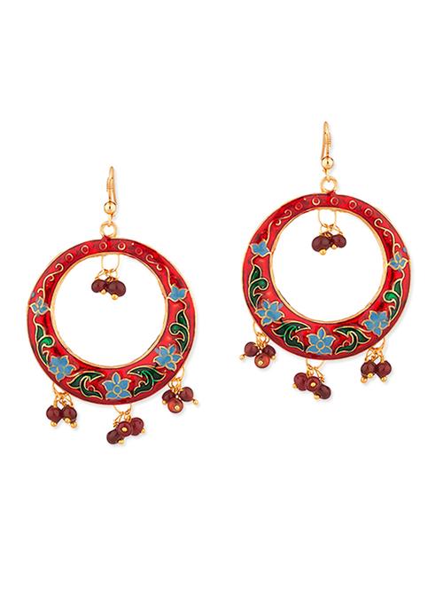 red metal drop earring - 11227855 - Very Small Image - 1