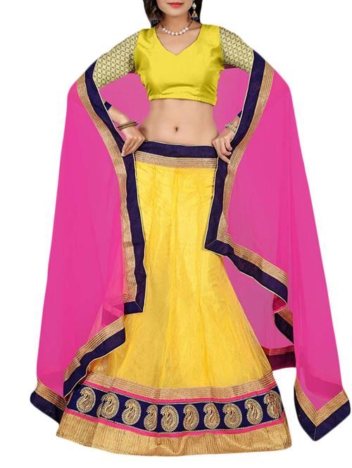 yellow net lehenga - 11227949 - Very Small Image - 1