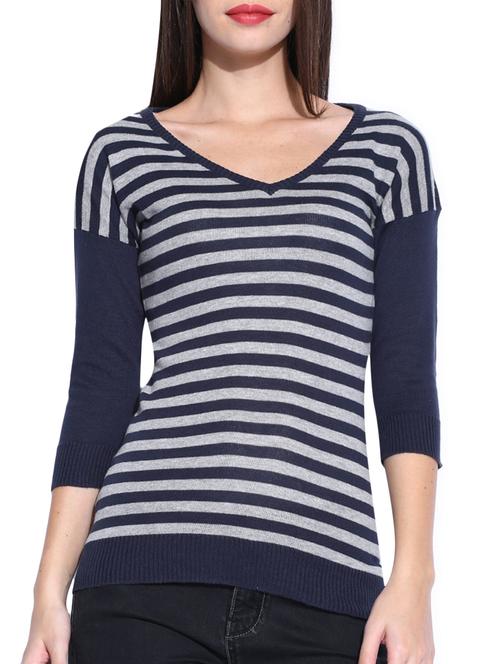 navy blue cotton regular top - 11227986 - Very Small Image - 1