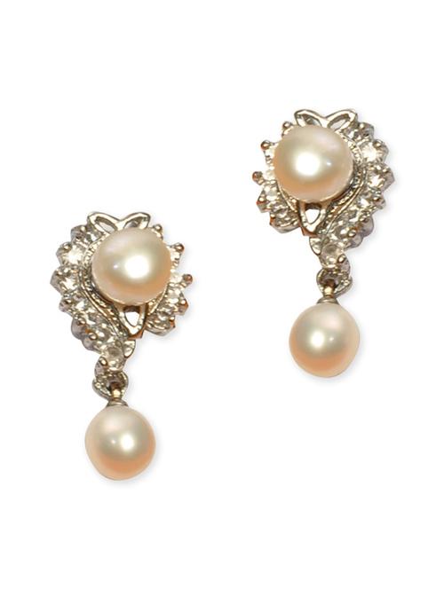 silver metal pearl earrings - 11232143 - Very Small Image - 1