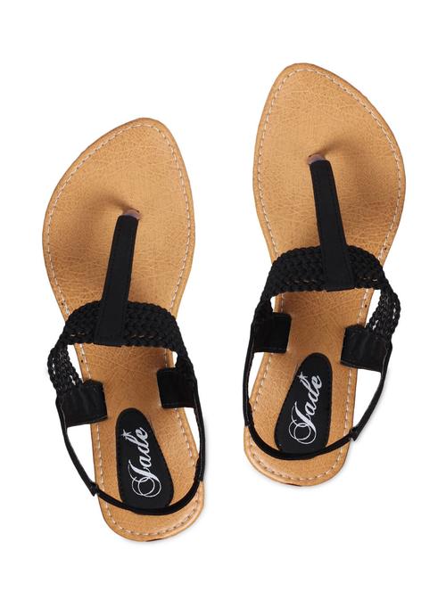 black braided strap leatherette flat sandals - 1123287 - Very Small Image - 1