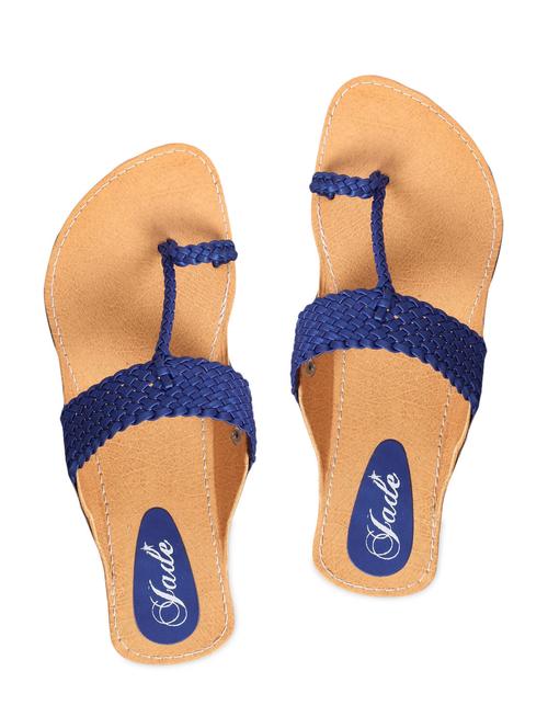 blue braided strap leatherette flat sandals - 1123313 - Very Small Image - 1