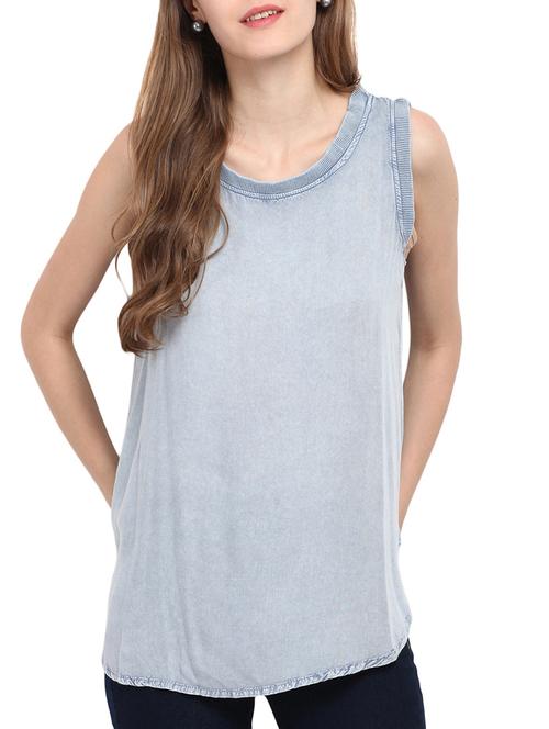blue viscose regular top - 11233787 - Very Small Image - 1