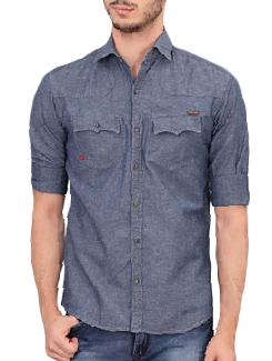 grey cotton casual shirt - 11236233 - Very Small Image - 1