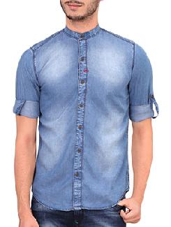 blue cotton casual shirt - 11236246 - Very Small Image - 1