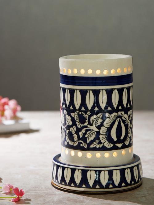 blue ceramic painted aroma oil burner   - 1123797 - Very Small Image - 1