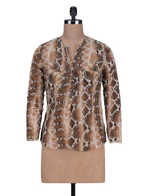 animal printed polygeorgette top - 1125042 - Very Small Image - 1