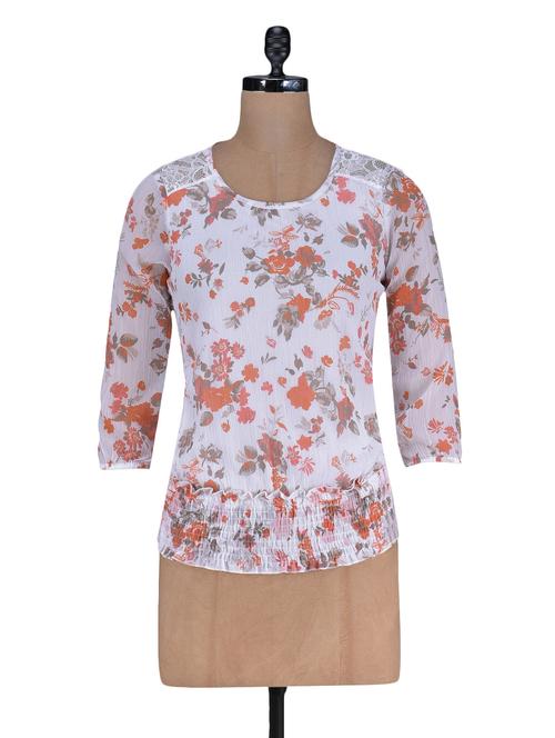 floral printed round neck polygeorgette top - 1125079 - Very Small Image - 1