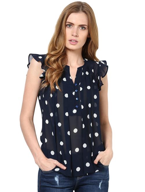 polka dots printed polygeorgette top - 1125104 - Very Small Image - 1