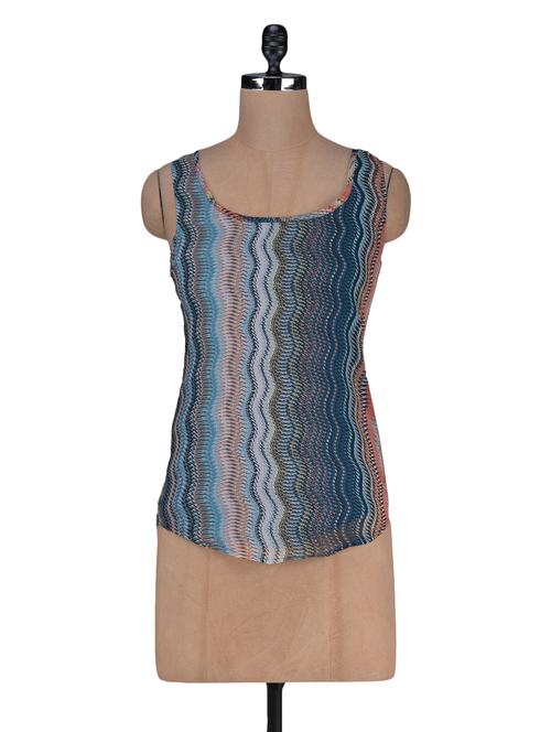 printed front round neck chiffon top - 1125134 - Very Small Image - 1