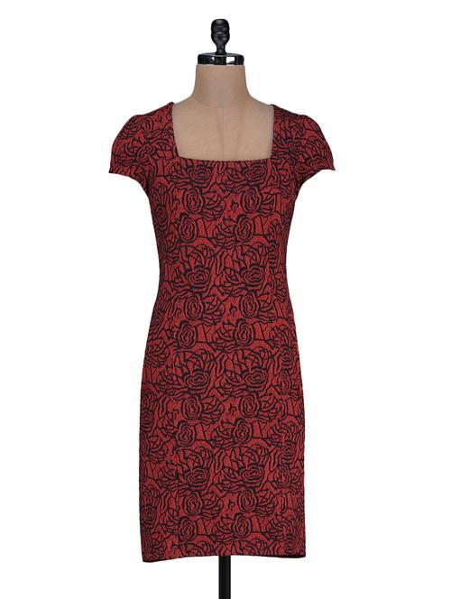 printed square neck bodycon dress - 1125184 - Very Small Image - 1