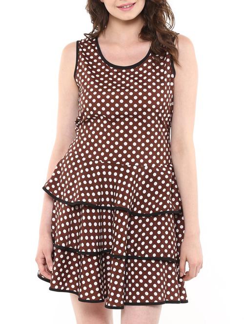 brown poly crepe  dress - 11255926 - Very Small Image - 1