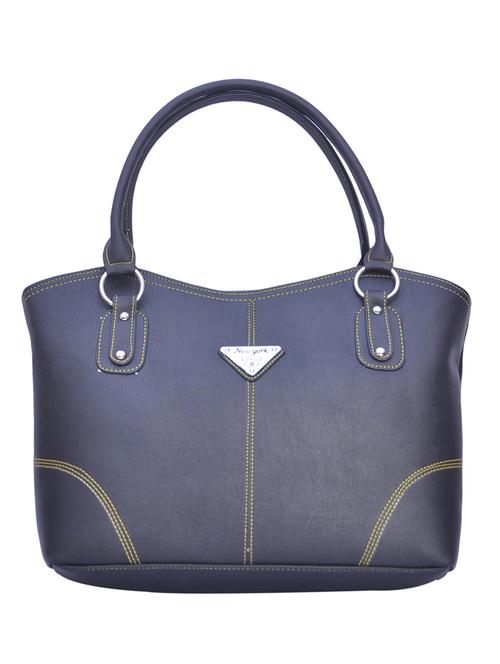 solid navy blue faux leather handbag - 11256630 - Very Small Image - 1