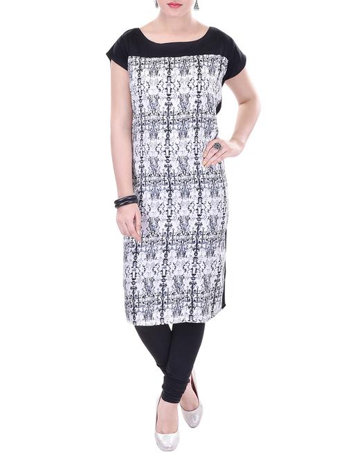 white rayon printed kurta - 11267699 - Very Small Image - 1