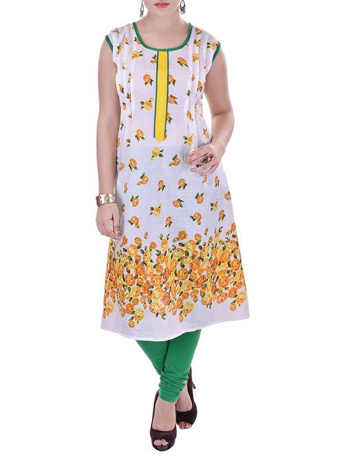 white rayon floral printed kurta - 11267727 - Very Small Image - 1
