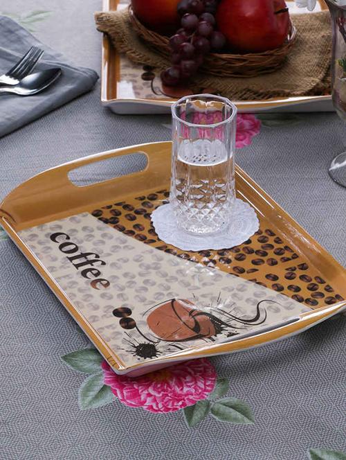 machi brown melamine coffee bean modish tray - set of 2 - 11271713 - Very Small Image - 1