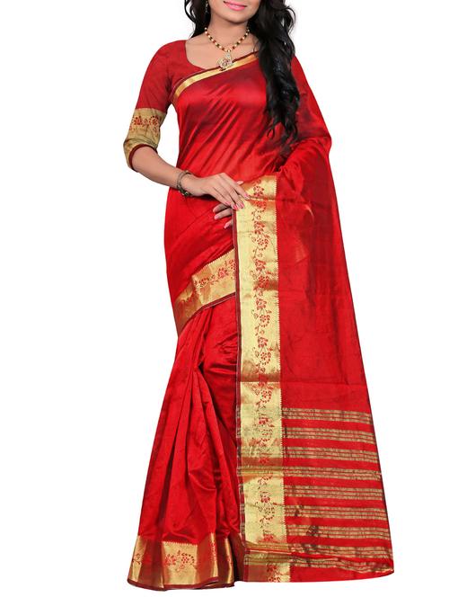 red art silk saree with blouse - 11271866 - Very Small Image - 1
